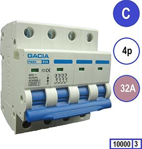 Enzo Gacia Installatieautomaat 32A. C kar 4p GACIA - 4517827