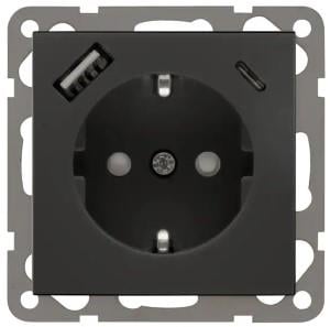 Enzo PEHA Badora MAT ZWART stopcontact RA + USB +USB-C 4603502