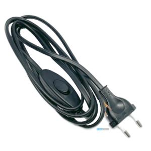 Enzo Eurosnoer 2x0 75qmm met schakelaar zwart 3m 1065230