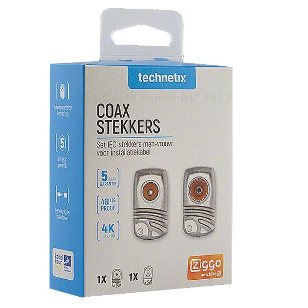 Enzo Technetics Set 2 stuks coaxpluggen haaks metaal 4G - 2074010