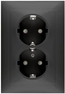 Enzo PEHA Badora MAT ZWART stopcontact RA dubbel + kinderbeveiliging 4603530