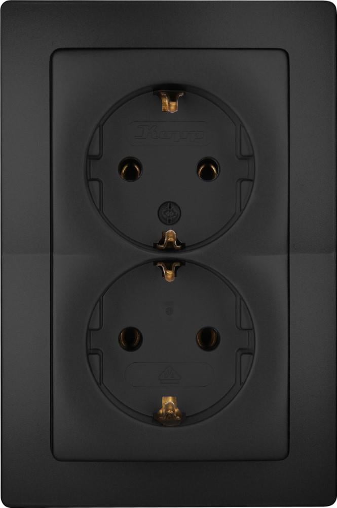 Enzo Kopp HK05 mat zwart inbouw stopcontact RA dubbel 4621720