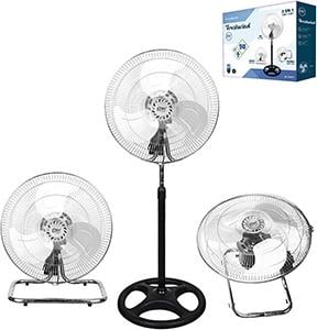 Enzo EDM Statief vloer wandventilator 45cm draaiend 80W chroom zwart 8652590