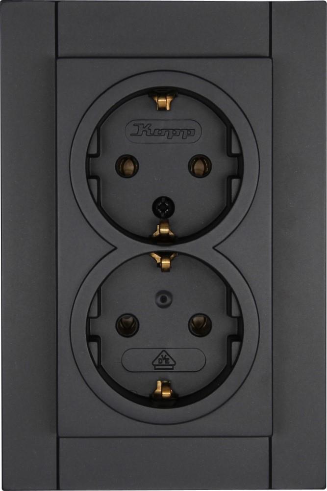Enzo Kopp HK07 antraciet inbouw stopcontact RA dubbel 4623120