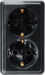 Kopp ZWART opbouw stopcontact RA dubbel - 4626110