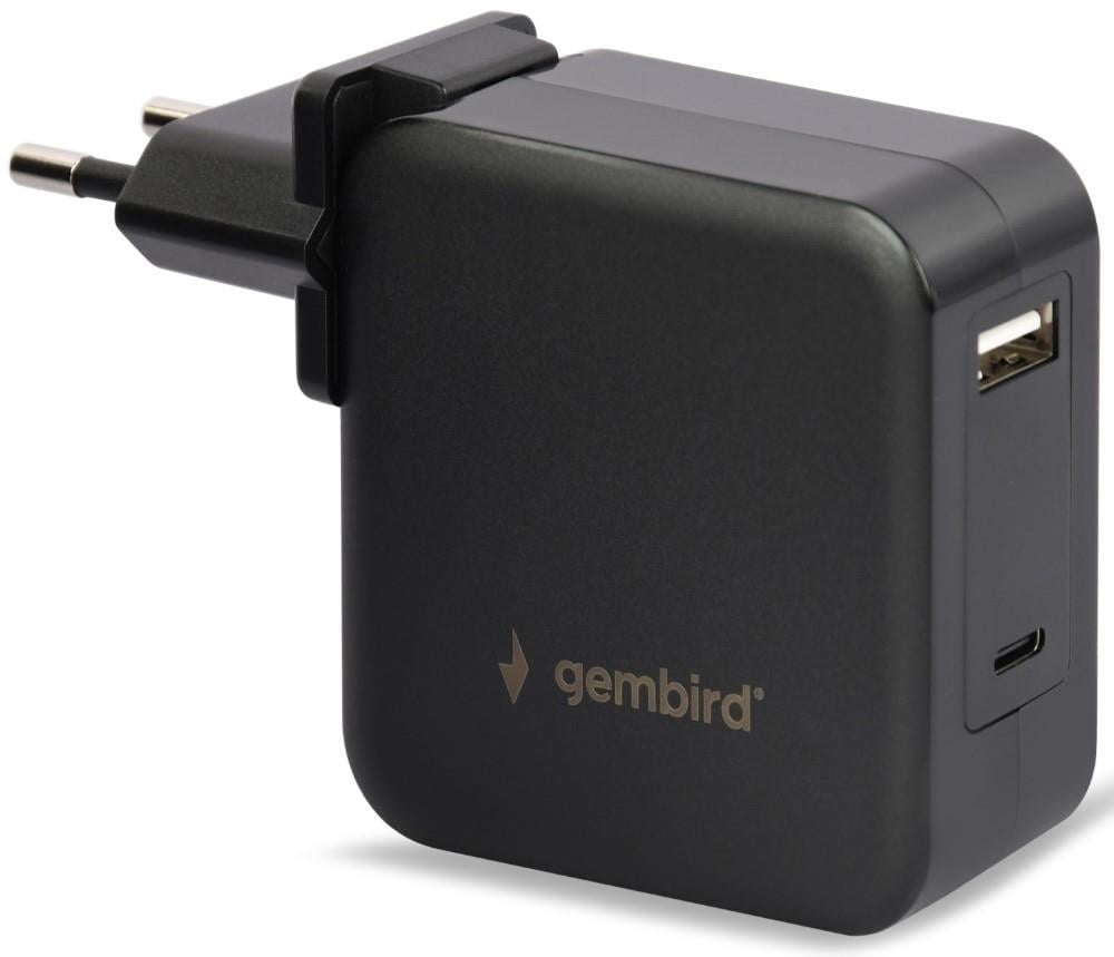 Enzo Gembird USB-C snellader-laptopvoeding 60W USB + USB-C zwart 9550195