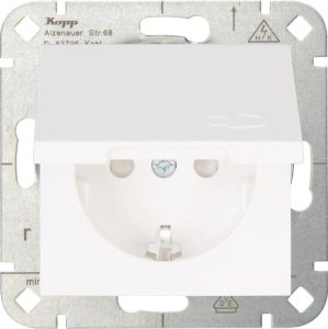 Kopp HK07 PURE mat wit inbouw stopcontact RA met deksel + kinderbeveiliging - 4624150