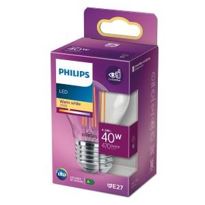 Philips LED kogel E27 4 3-40W 2700K filament helder blister 5101555