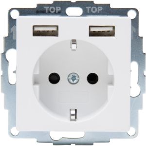 Kopp HK07 PURE mat wit inbouw stopcontact RA met 2x USB - 4624115