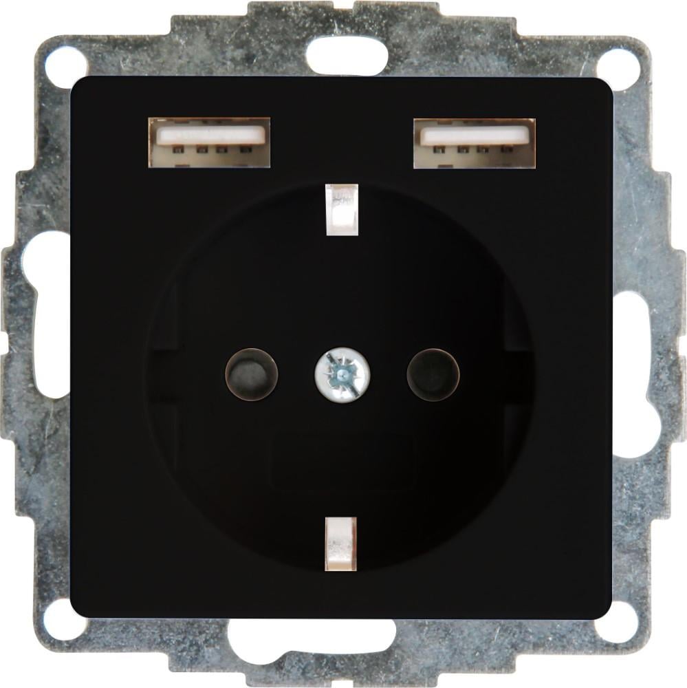 Enzo Kopp HK07 PURE mat zwart inbouw stopcontact RA met 2x USB 4624615