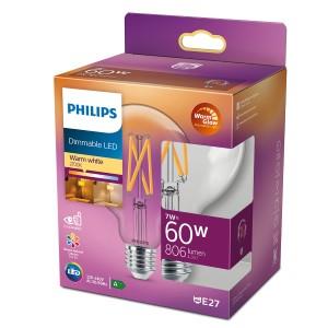 Philips LED Globe G95 E27 5 9-60W filament helder WarmGlow blister 5103261