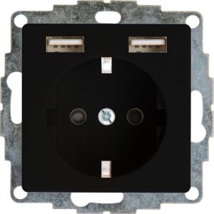Kopp HK07 PURE mat zwart inbouw stopcontact RA met 2x USB - 4624615