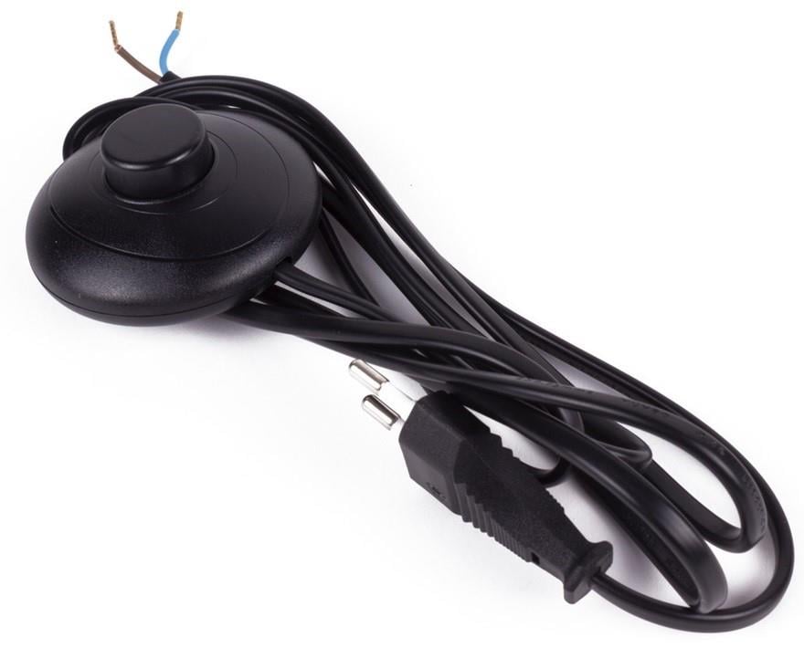 Eurosnoer 2x0,75qmm met vloerschakelaar zwart 2m - 1065310