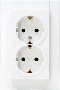 Kopp stopcontact 2-voudig met randaarde - HK07 mat wit (929532008) - wandcontactdoos