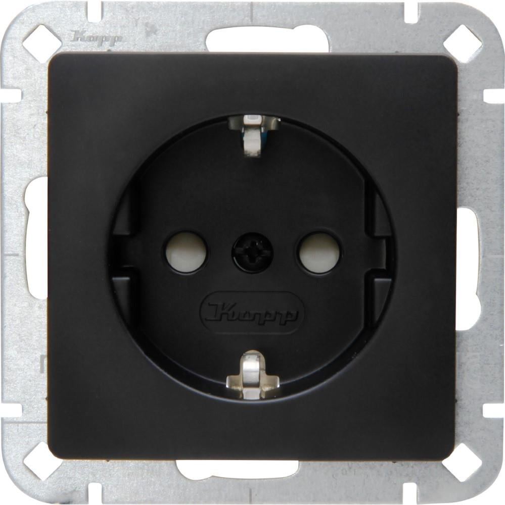 Enzo Kopp HK05 mat zwart inbouw stopcontact RA + kinderbeveiliging 4621700