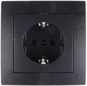 Benson Wandcontactdoos - Stopcontact met Randaarde - Inbouw - Zwart
