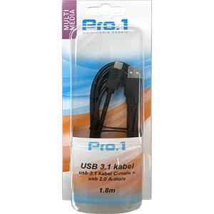 Enzo Pro-1 USB-C 3.1 ->USB 2.0 A-steker 1,8 meter - 9280440