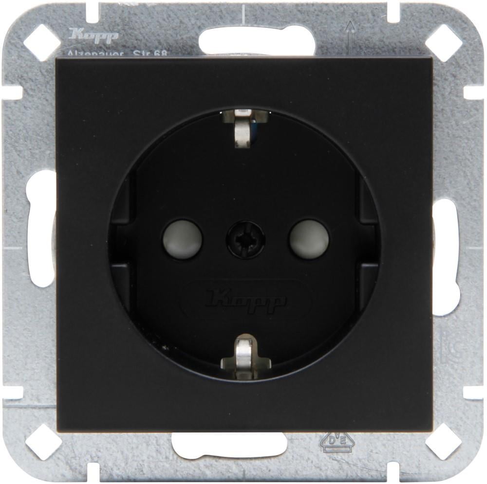 Enzo Kopp HK07 PURE mat zwart inbouw stopcontact RA + kinderbeveiliging 4624610