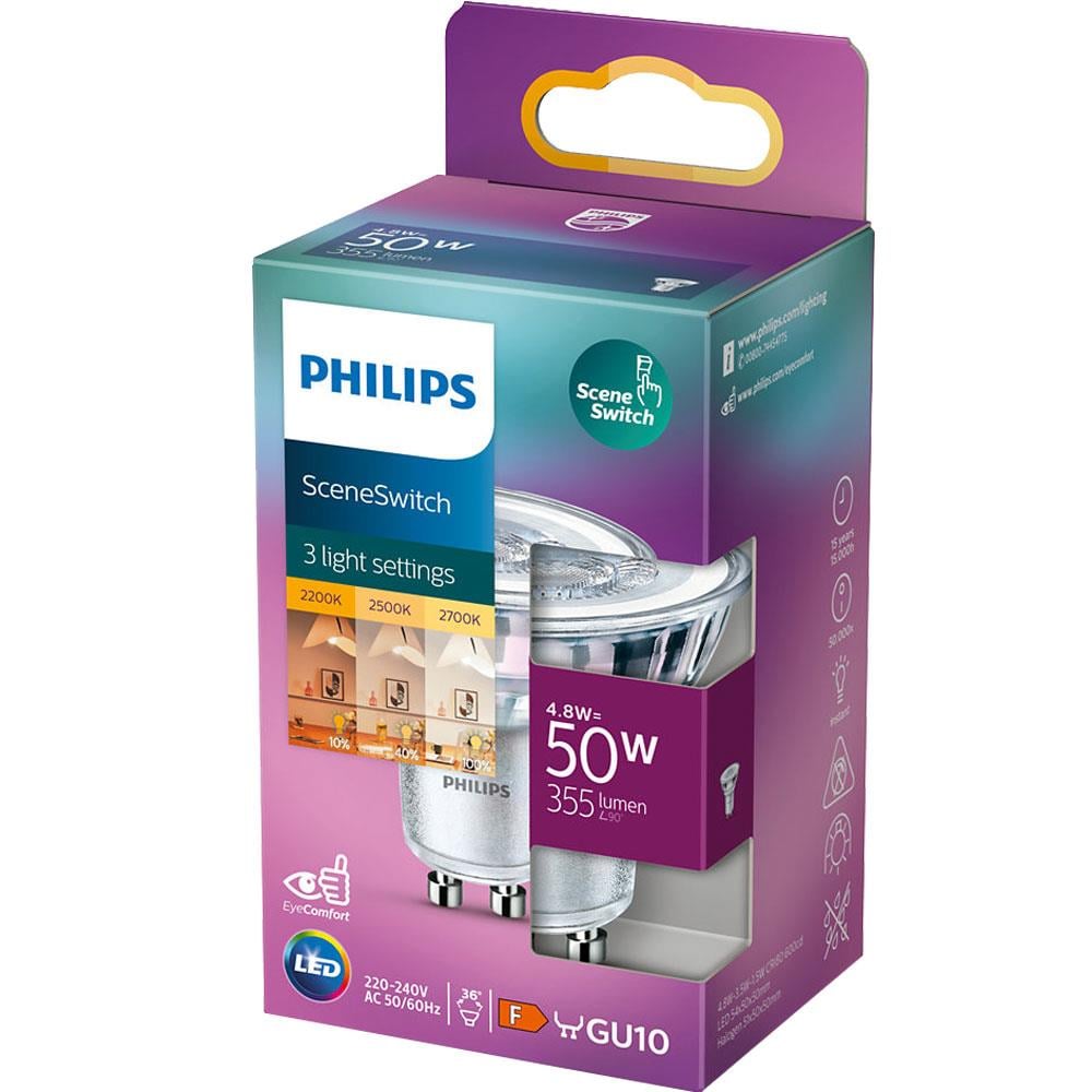 Philips LED spot GU10 230V 4 8-50W SceneSwitch blister 5105324