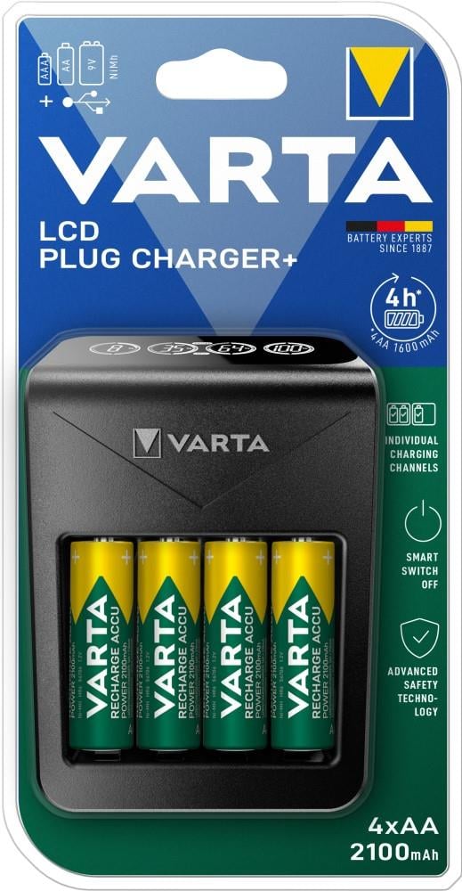 LCD Varta Batterijlader LCD met 4x2100mA AA batterij - 3512391