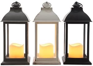 LED lantaarn 13,5x13,5x30cm assorti zwart/wit/grijs - 5508930