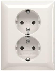 Busch Jaeger WIT inbouw stopcontact RA dubbel + kinderbeveiliging 4694020