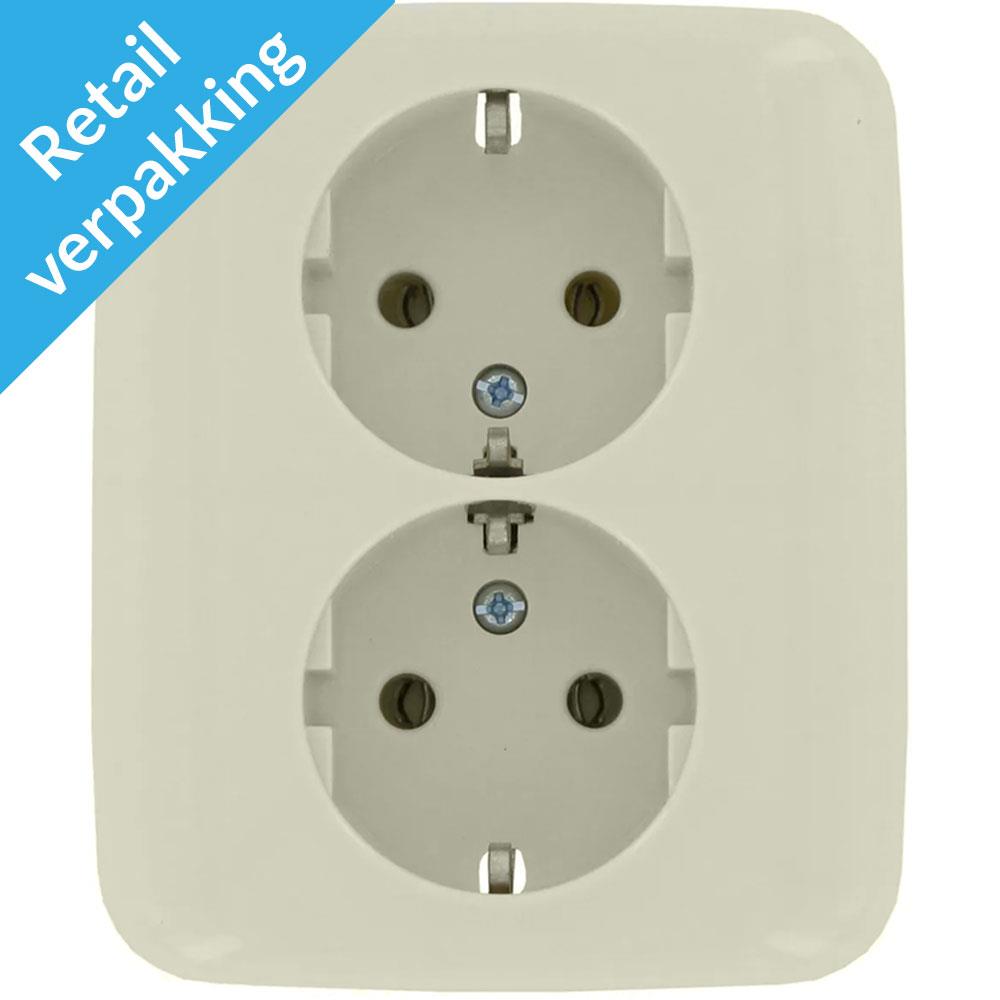 Busch Jaeger CREME inbouw stopcontact RA dubbel - 4695010
