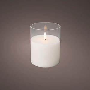 LED flakkerkaars in glas 10x12,5cm wit - 5509675