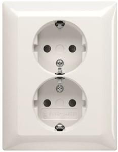 Busch Jaeger WIT inbouw stopcontact RA dubbel + kinderbeveiliging - 4694020