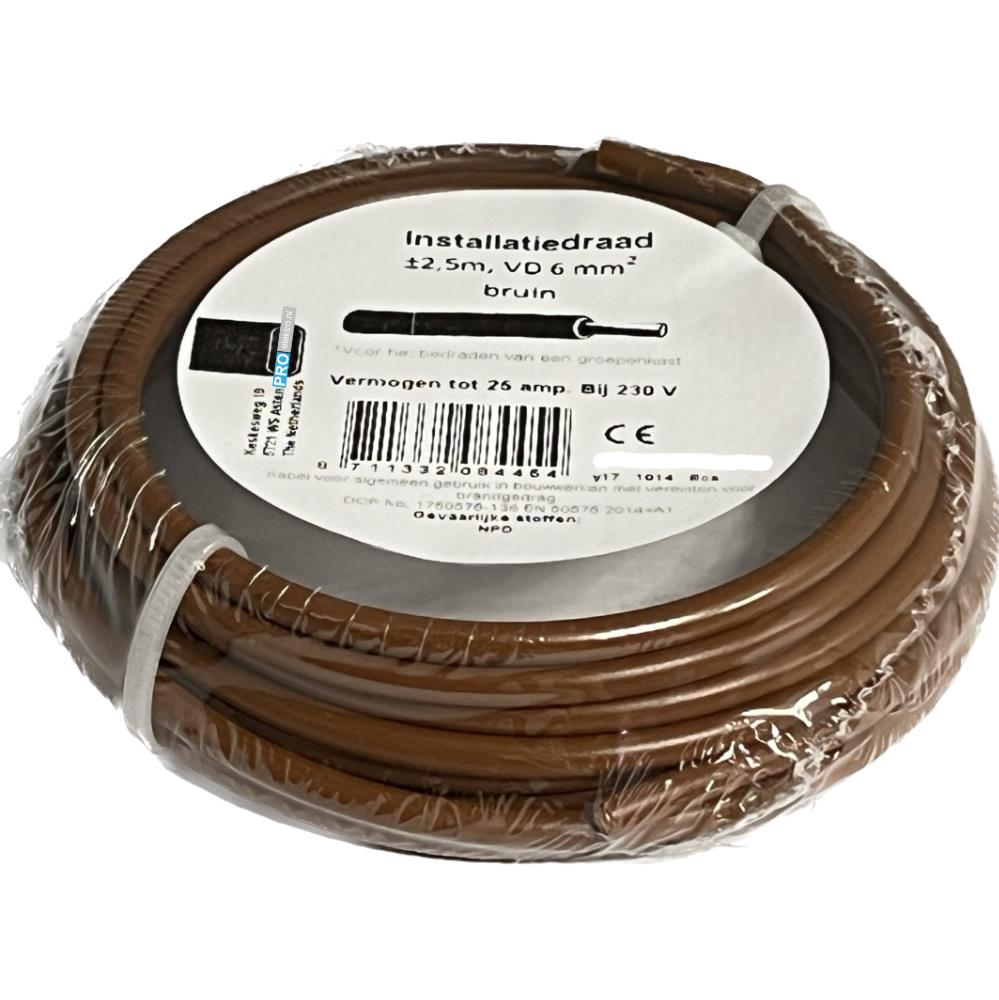 Installatiedraad – VD – 6.0 mm² – 2.5 m – bruin