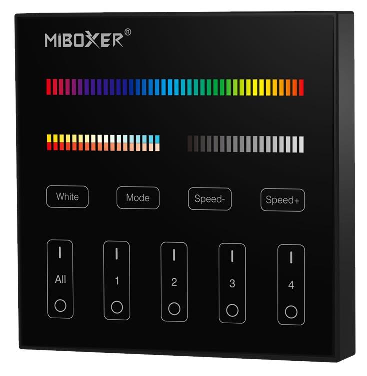 Mi-light MiBoxer RGB-CCT draadloze opbouw schakelaar 2.4G 4-zones zwart LED0232