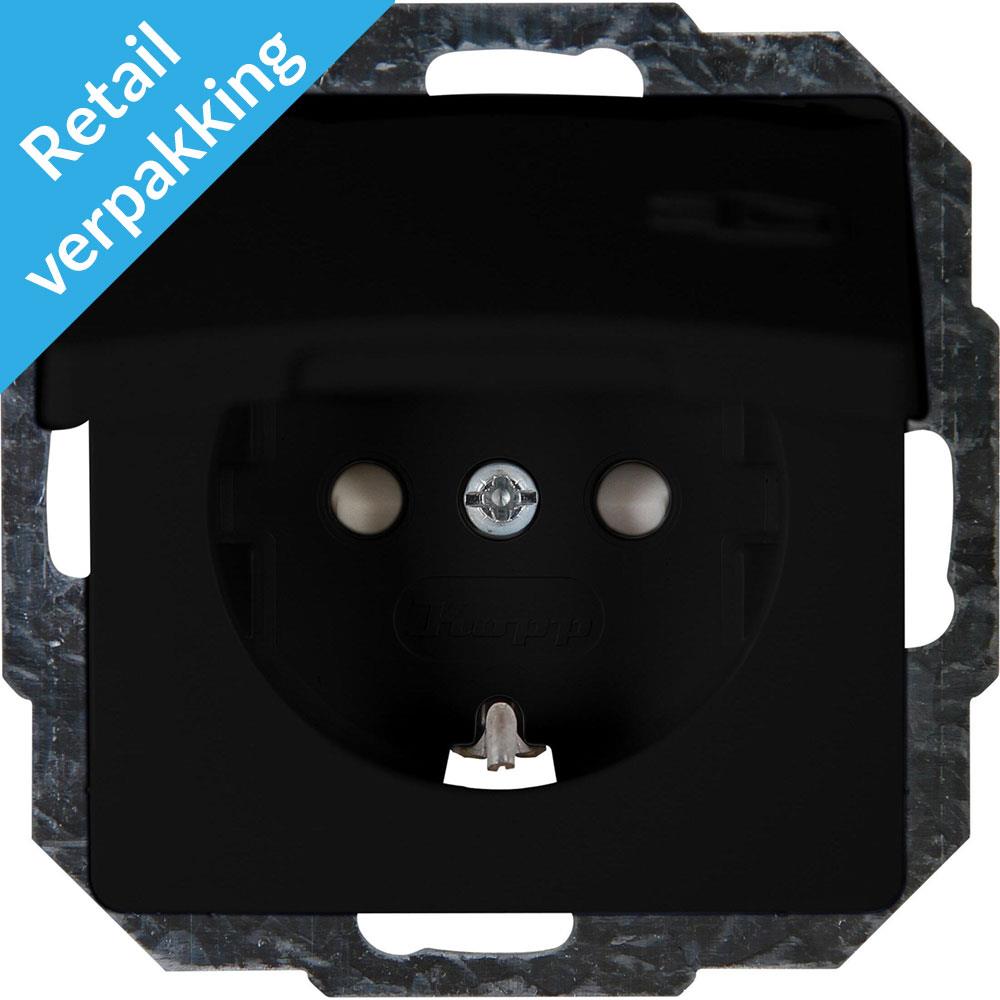 Enzo Kopp Paris mat zwart inbouw stopcontact RA met deksel 4625310