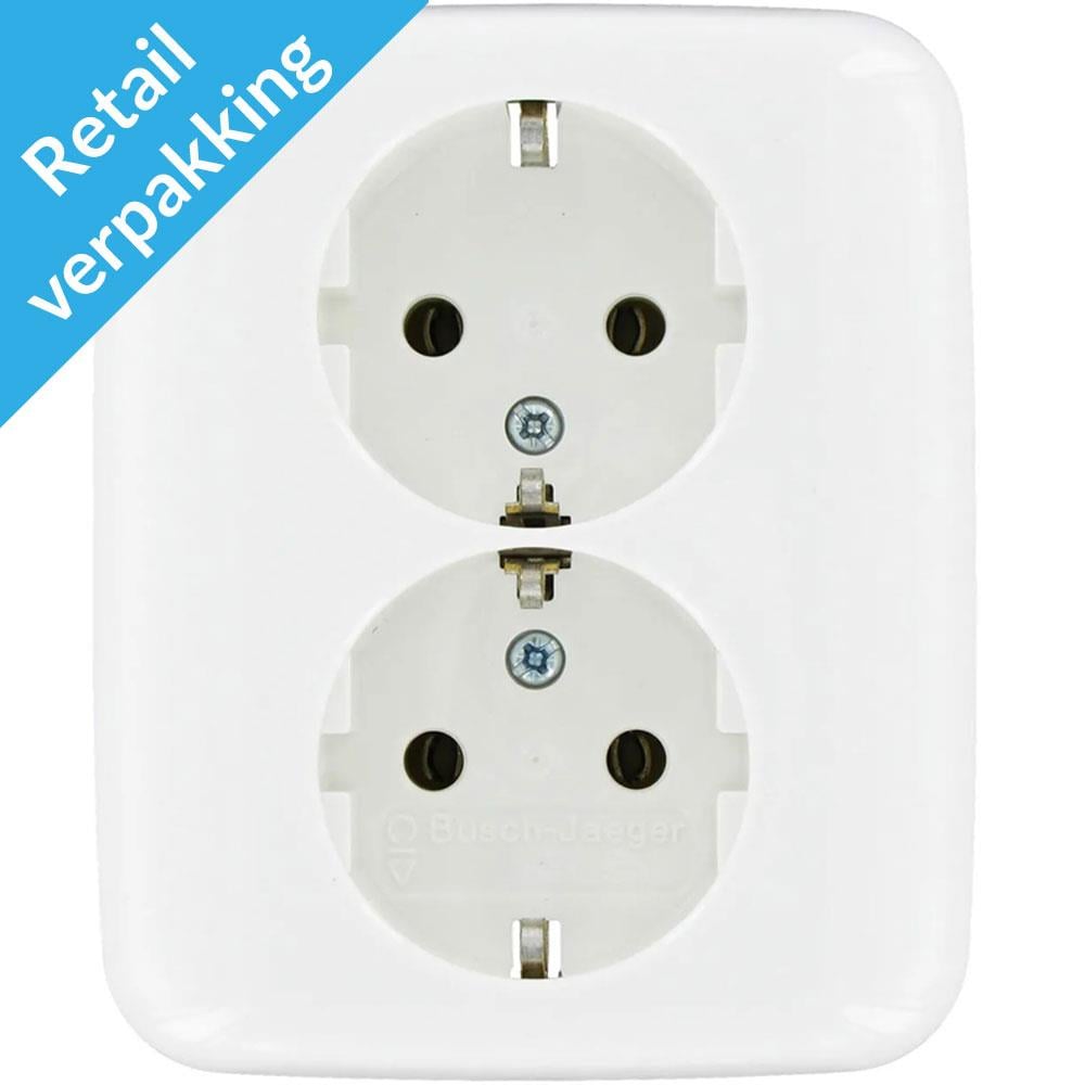 Busch Jaeger WIT inbouw stopcontact RA dubbel - 4695510