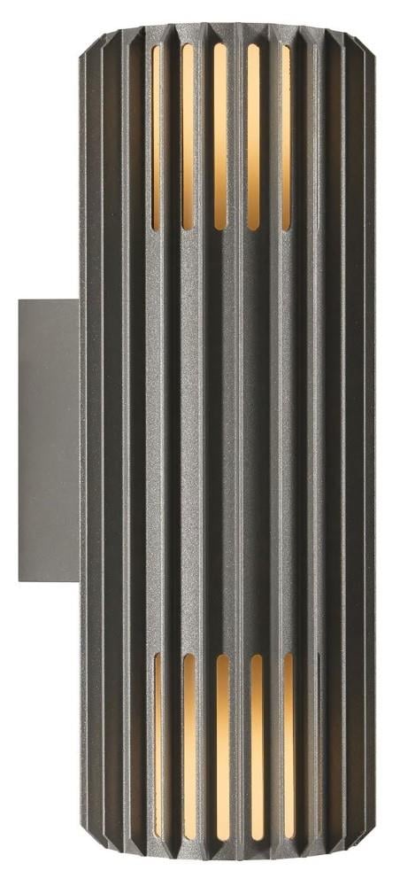 Enzo Nordlux Wandlamp Aludra rond dubbel 2x E27 zilver antraciet IP54 4800944