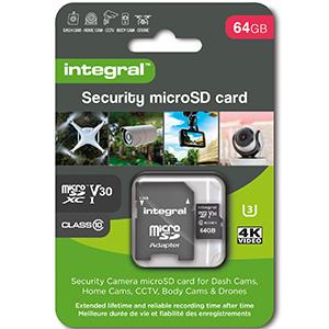 Integral Micro SD geheugenkaart V30 64GB Security - 9500500