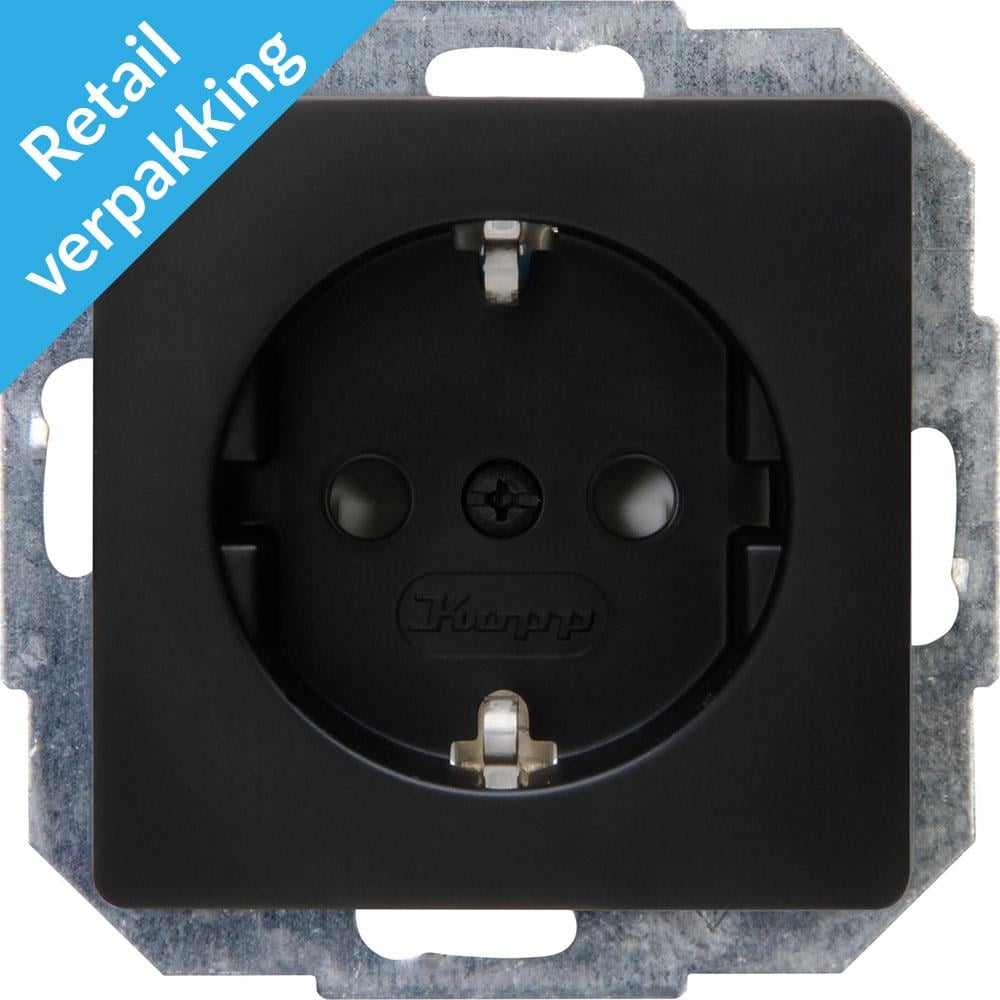 Kopp Paris mat zwart inbouw stopcontact RA + kinderbeveiliging - 4625300