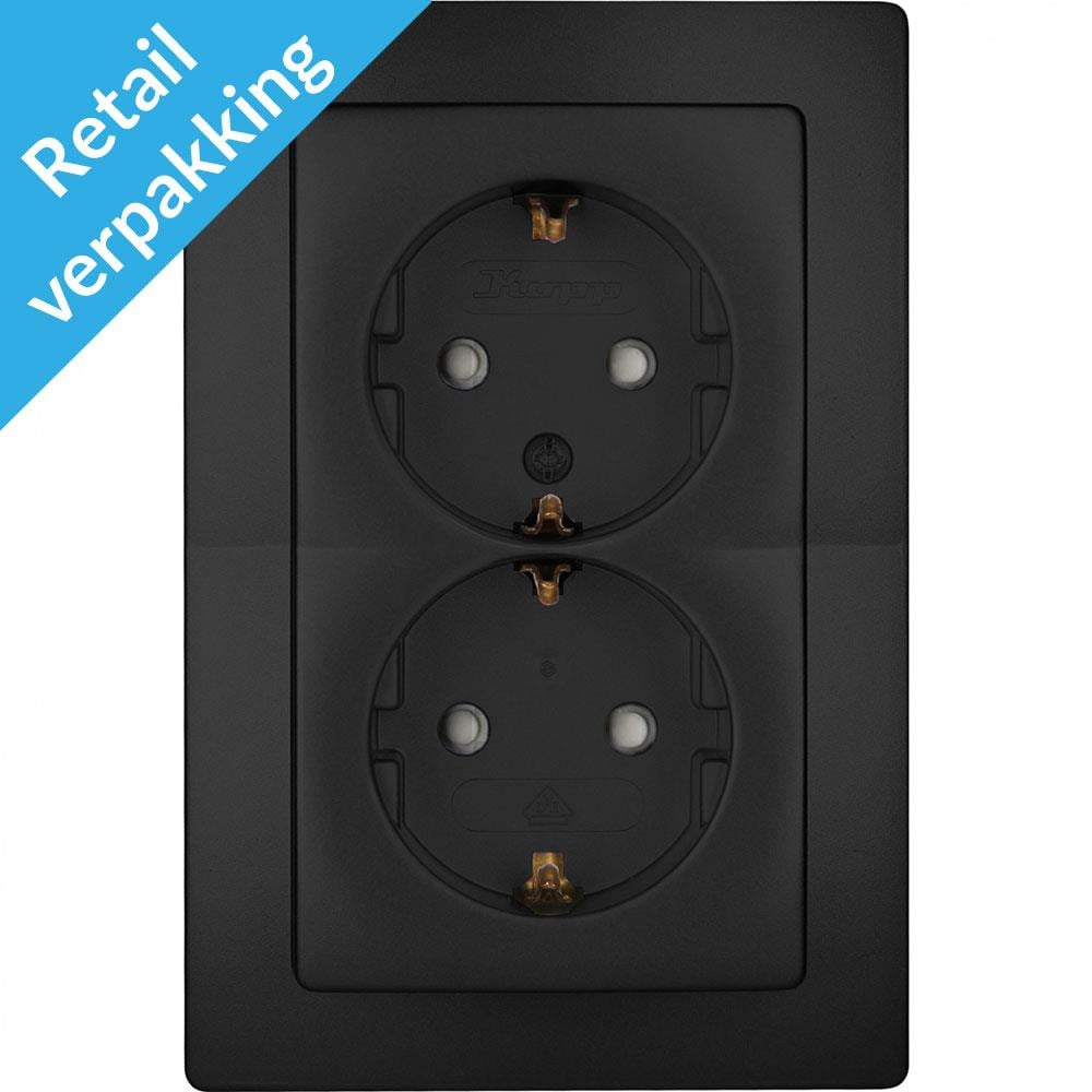 Kopp Paris mat zwart inbouw stopcontact RA dubbel - 4625320