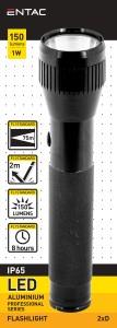 Entac LED zaklamp 1W aluminium zwart 2xD