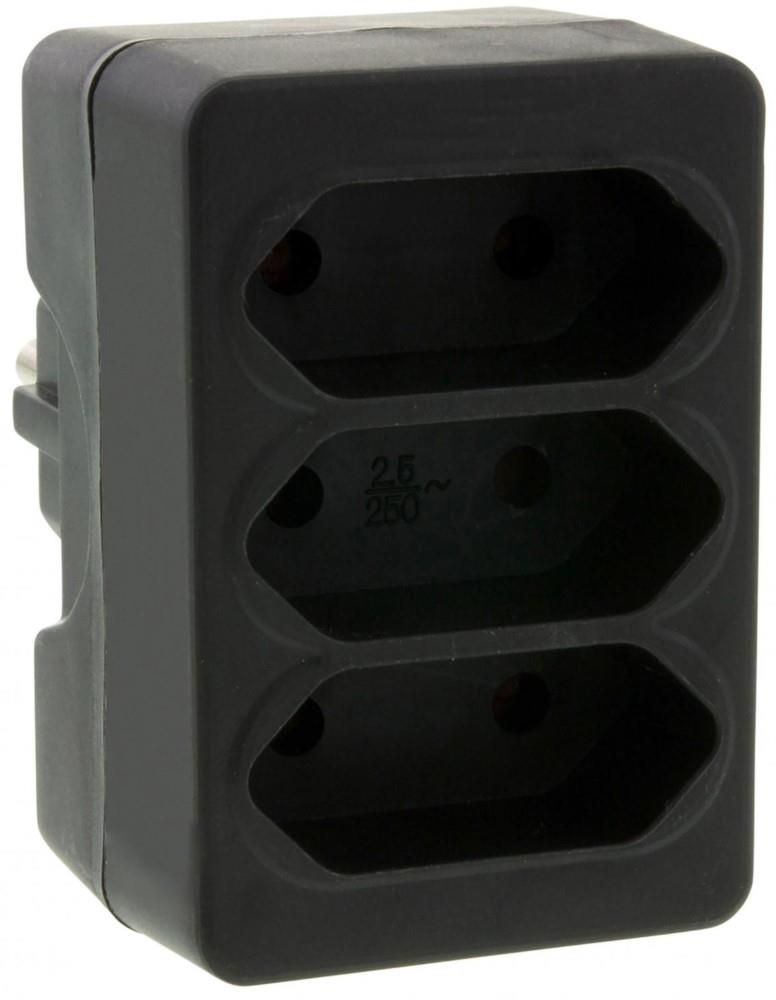 Enzo Randaarde stekkeradapter 3 x euro zwart 6175909