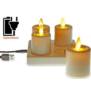 Enzo LED kaarsen oplaadbaar ivoor set met 4 stuks 5510014