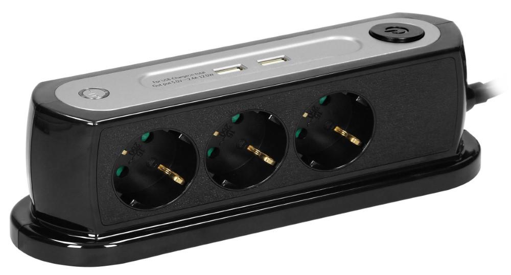 Enzo Gembird Tafelcontactdoos 5V 1.5m zwart 2xUSB 6871960