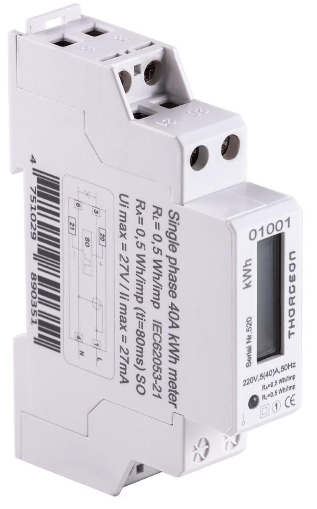 Enzo Thorgeon KWH meter 1-fase digitaal 40A + puls 4518250