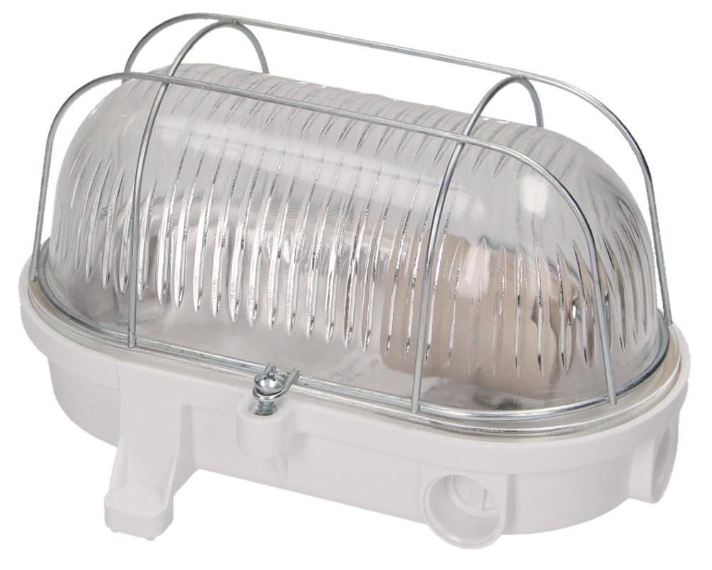 Enzo Orno Wandlamp E27 ovaal bakeliet met glas en metalen korf wit 5014314