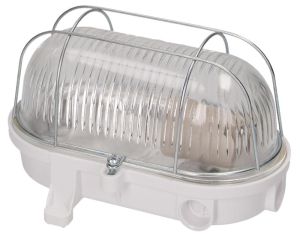 Orno Wandlamp E27 ovaal bakeliet met glas en metalen korf wit - 5014314
