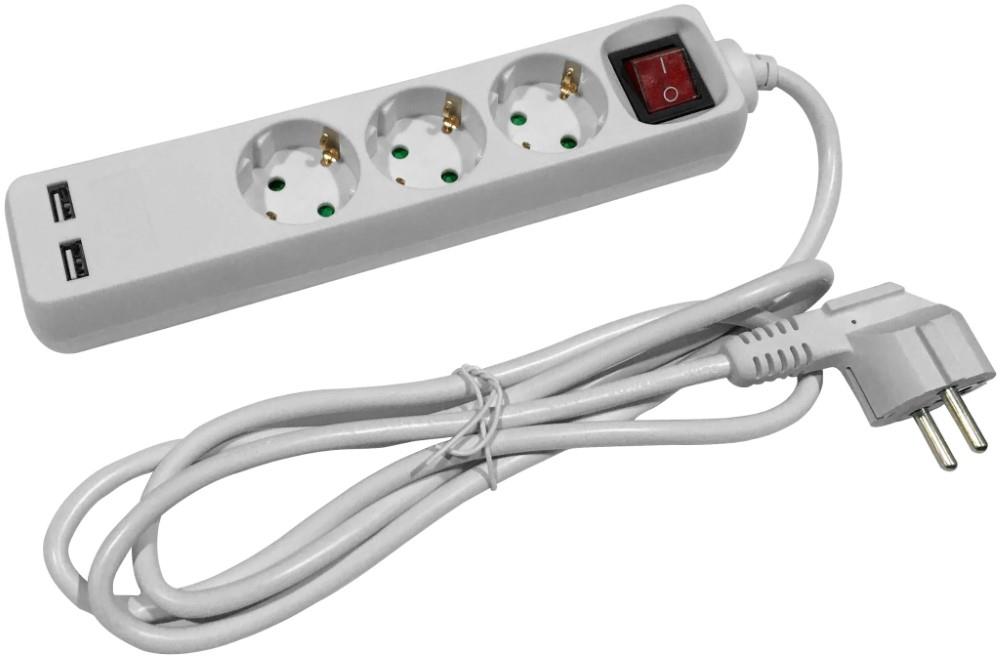 Enzo Entac TCD RA 3V 1 5m snoer met 2xUSB +schakelaar wit 6872632
