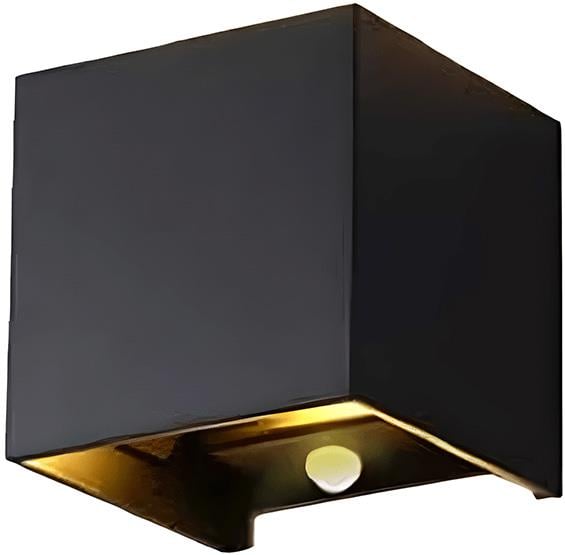 Enzo LED Wandlamp 2x3W up&down vierkant zwart 2700K + sensor 5082077