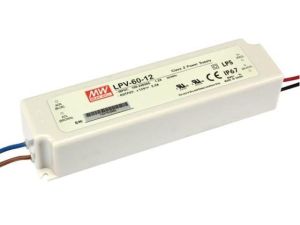 LED voeding 60W 12V 5A; MeanWell, LPV-60-12; Schakelende voeding