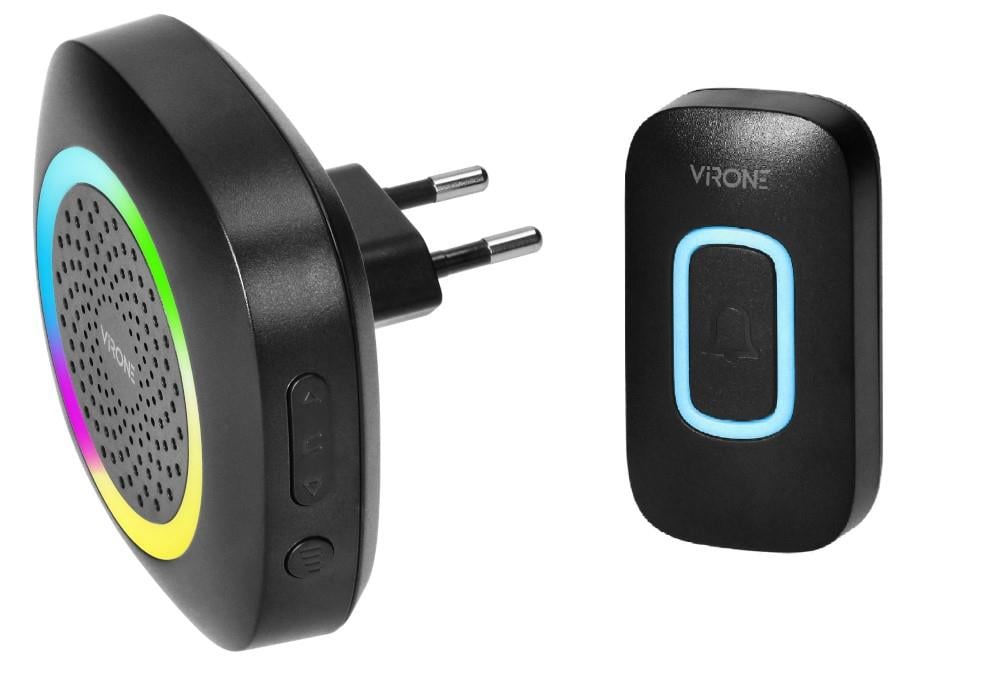 Enzo Virone Draadloze deurbel set 300m zwart plug-in +RGB 8415501