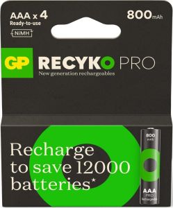 GP NiMH oplaadbare batterij AAA 800mA blister(4) - 3311490
