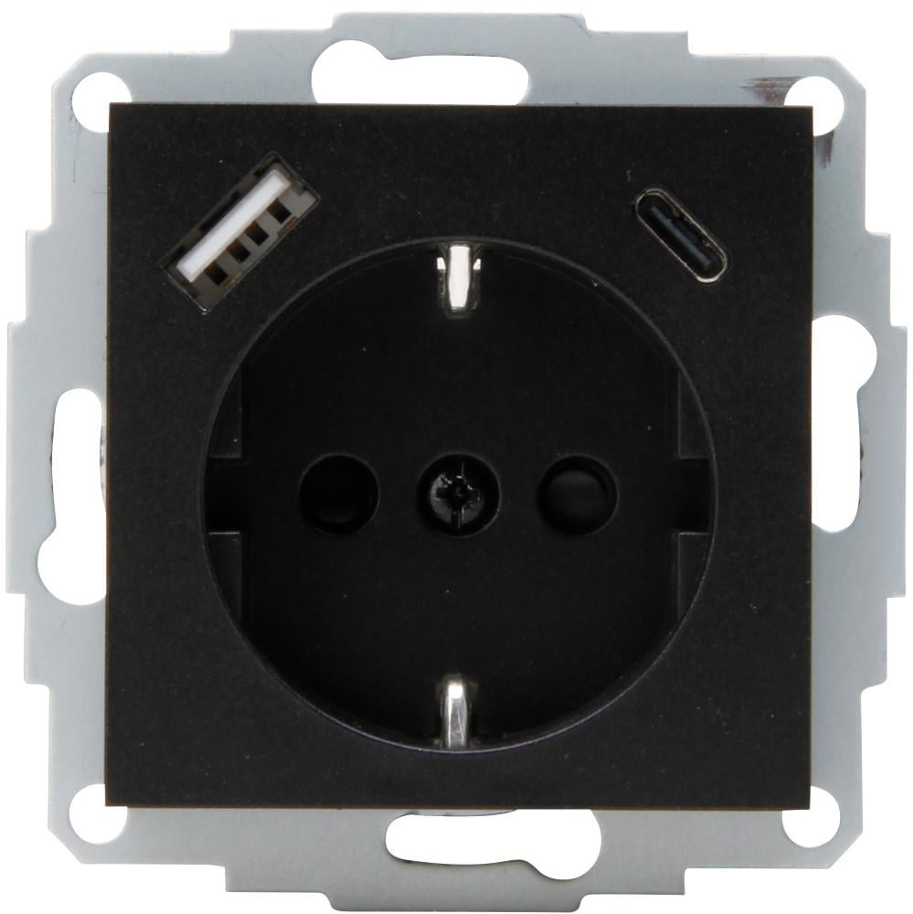 Enzo Kopp HK07 antraciet inbouw stopcontact | RA + USB +USB-C - 4623113